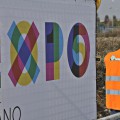 EXPO 2015.Posa della prima pietra al cantiere  di Rho Fiera