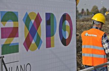 EXPO 2015.Posa della prima pietra al cantiere  di Rho Fiera