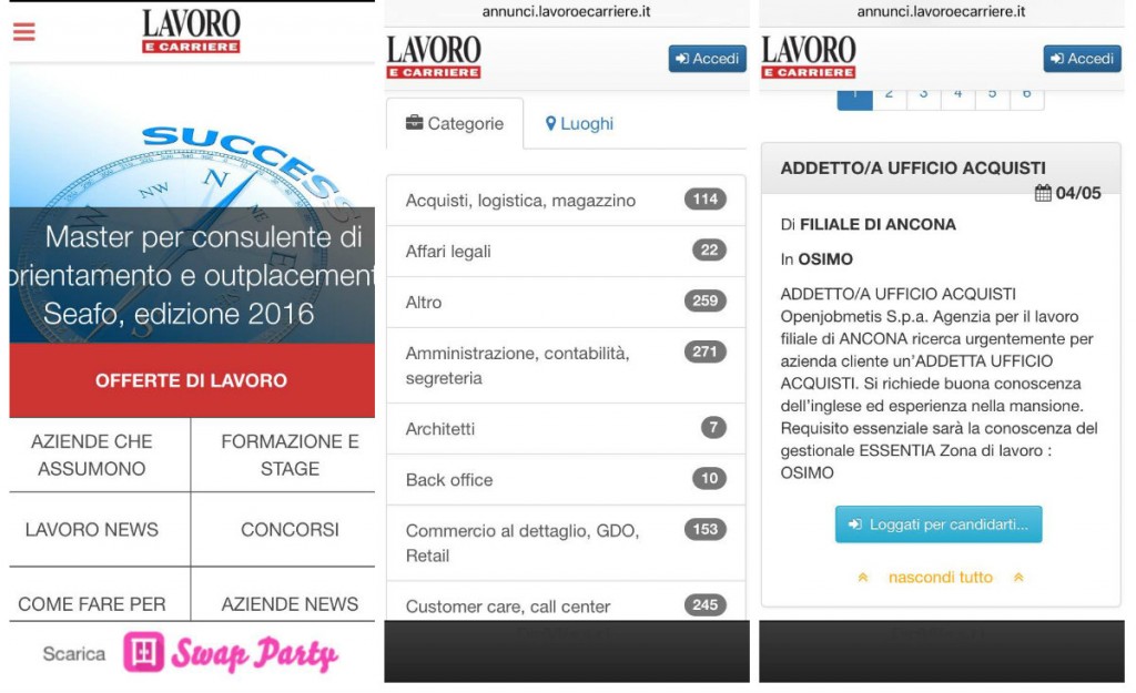 app lavoro e carriere annunci